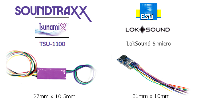 ＥＳＵ、サウンドトラックスのＮゲージ用サウンドデコーダー　Tsunami2 LokSound micro V5 soundtraxx